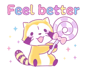 Raccoon Holding Lollipop Feel Better