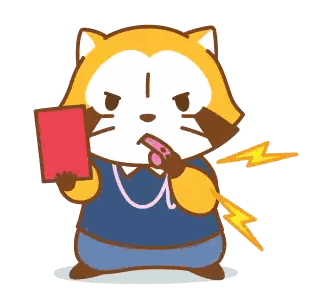 Raccoon Holding Red Card with Lightning Bolt