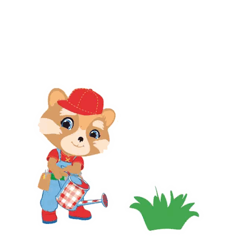 Raccoon Watering Flower