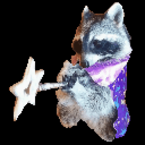 Raccoon with Purple Scarf Holding Star