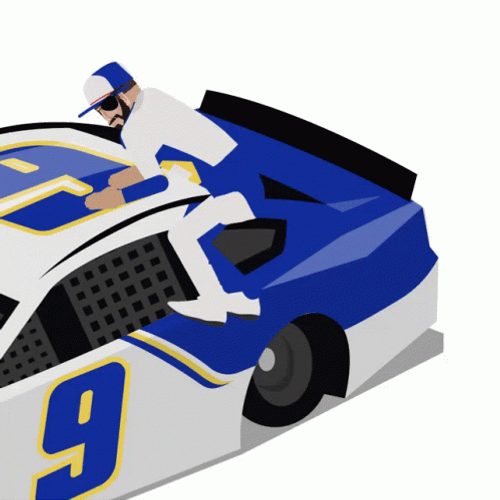 Race Car Animated Man Back Flipped GIF