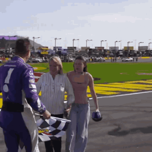 Race Car Driver in Purple Uniform Number 7