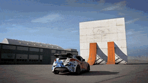 Race Car Driving Along Wall Slide GIF