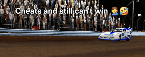 Race Car On Track Saying Cheats And Still Can't Win GIF