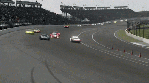 Race Car With Red Stripe Turning GIF