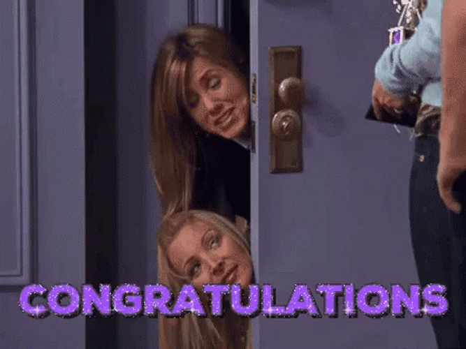 Rachel And Phoebe Peeking To Give Congrats GIF