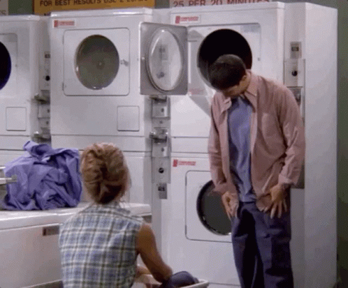Rachel And Ross At Laundry Shop GIF