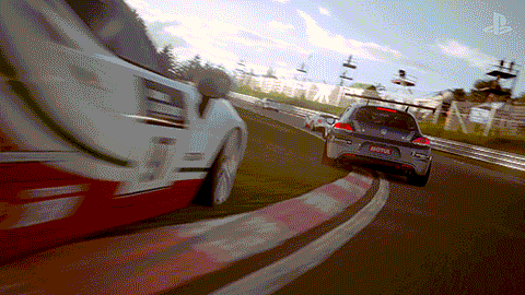 Racing Cars Coming In Hot GIF