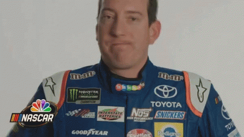 Racing Suit Man Making Funny Face at NASCAR Logo