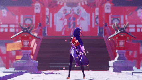 Raiden Shogun Cute Turn Around Pose GIF