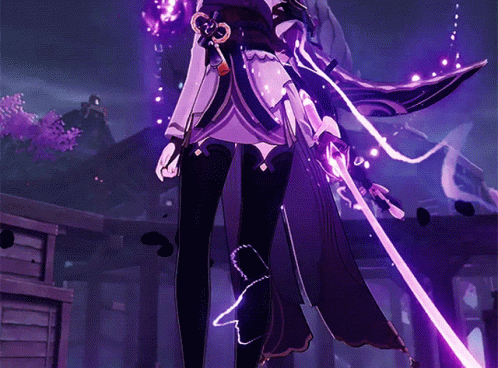 Raiden Shogun Gathering Electro Abilities GIF