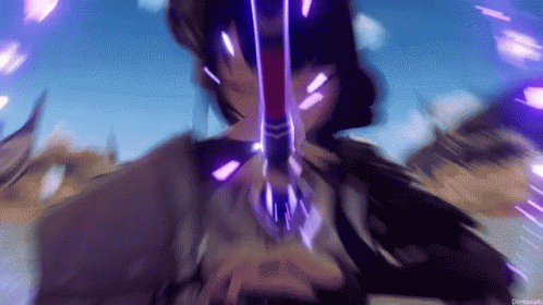 Raiden Shogun Unleashing Powerful Electrical Bursts GIF