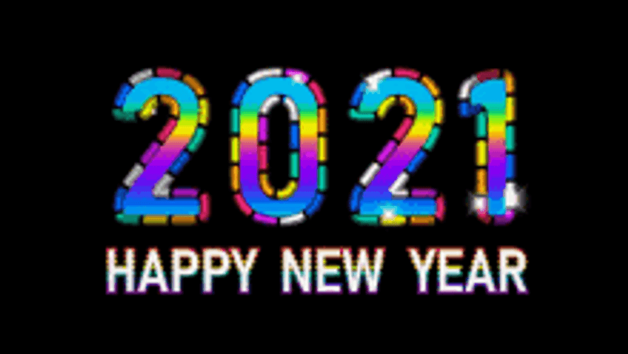 Rainbow Animated Text Happy New Year 2021 GIF