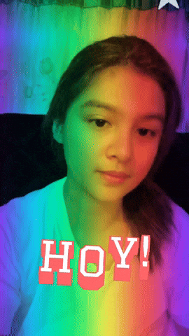 Rainbow Background Girl with Hoy
