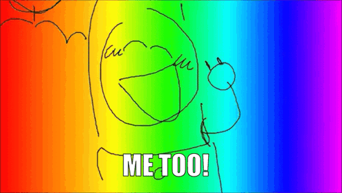 Rainbow Background Man Saying Me Too GIF
