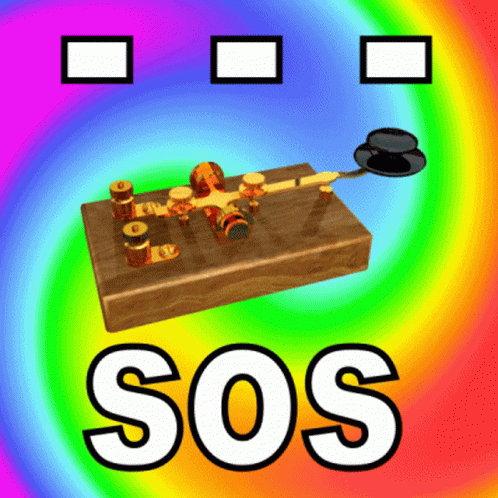 Rainbow Background With SOS in White
