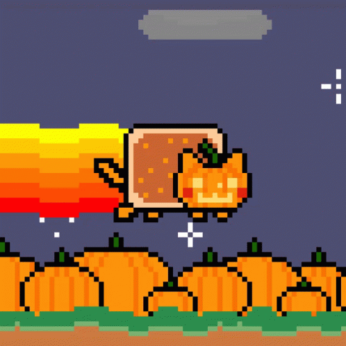 Rainbow Cat Halloween Ride GIF