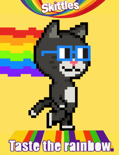 Rainbow Cat Skittles Candy GIF