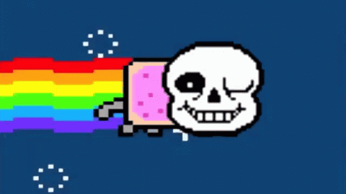 Rainbow Cat Skull Face Swap GIF