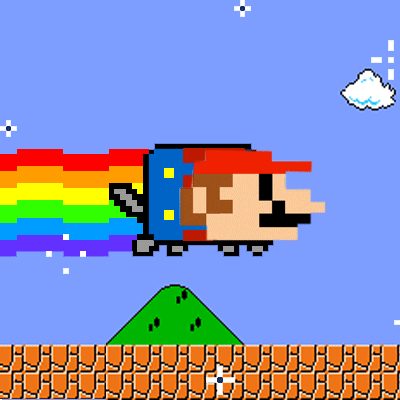 Rainbow Cat Super Mario Head GIF