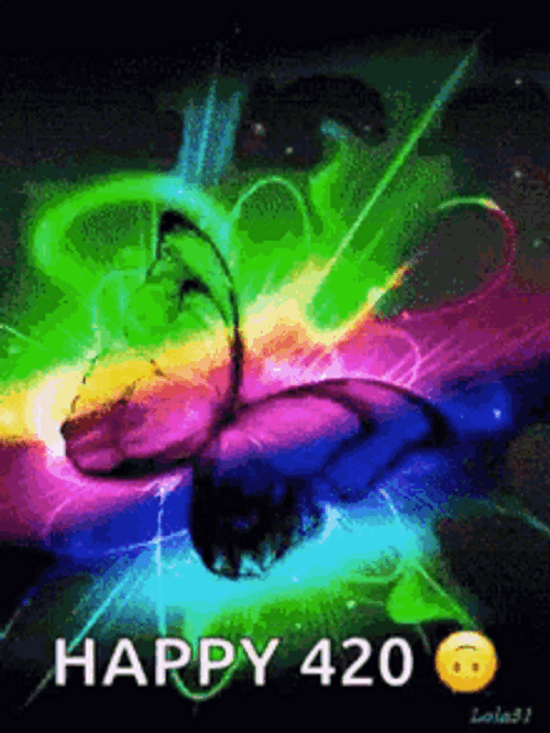 Rainbow Color Butterfly Happy 420 Celebration GIF