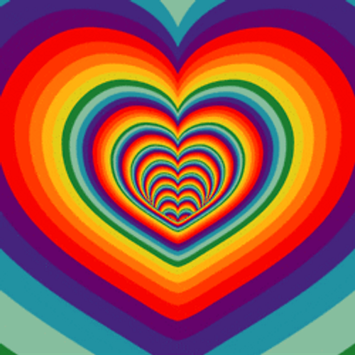 Rainbow color heart tunnel GIF