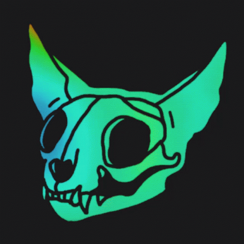 Rainbow Colored Cat Skull