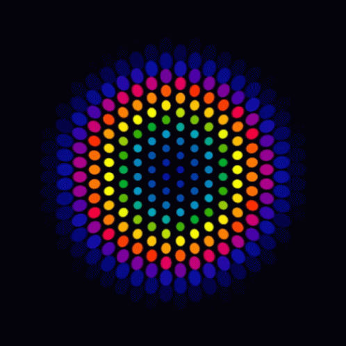 Rainbow Colored Circles on Black Background