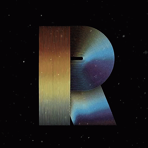 Rainbow Colored Letter R Black Background