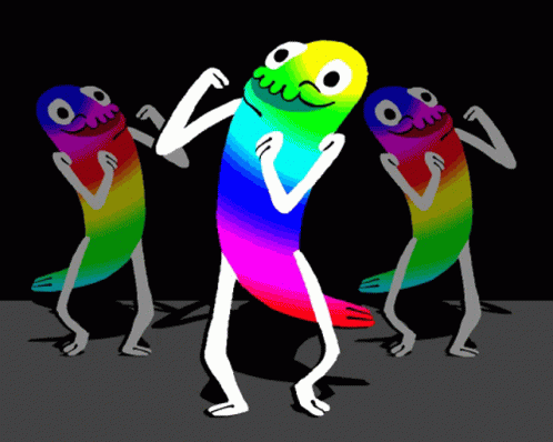 Rainbow Colored Worm Dancing