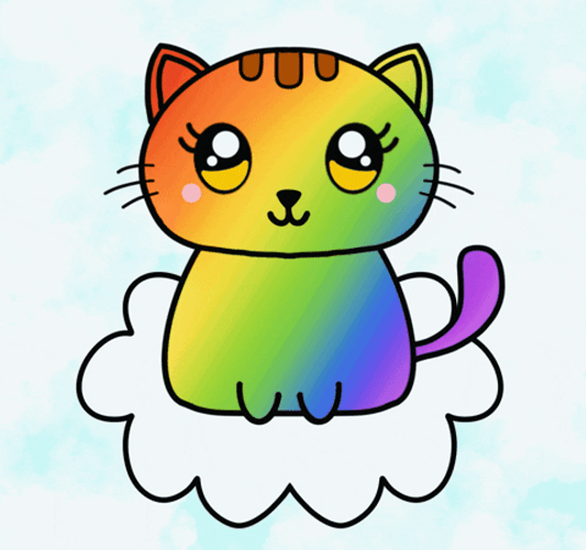 Rainbow Coloured Cartoon Cat GIF