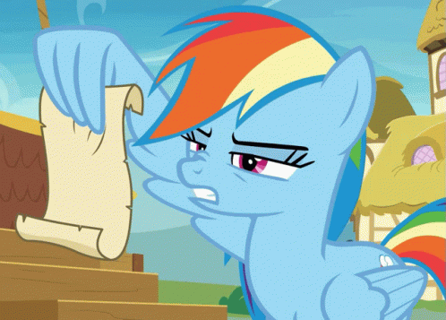 Rainbow Dash Reading Long List GIF