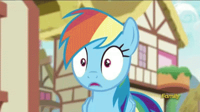 Rainbow Dash Shocked And Slowly Smiling GIF