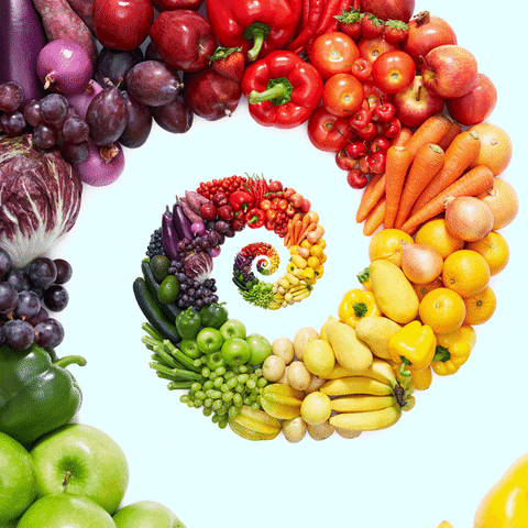 Rainbow Fitness Food Spiral Illusion GIF