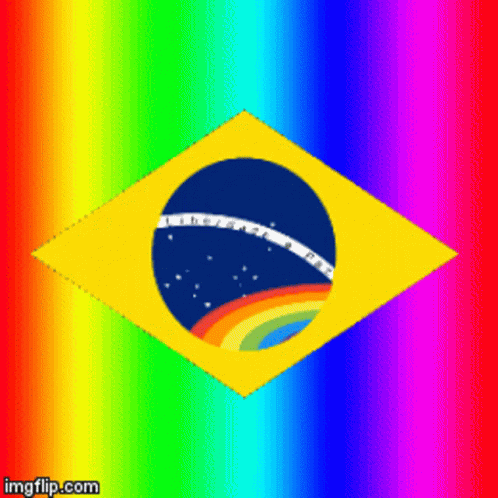 Rainbow Flag with Blue Circle and Rainbow