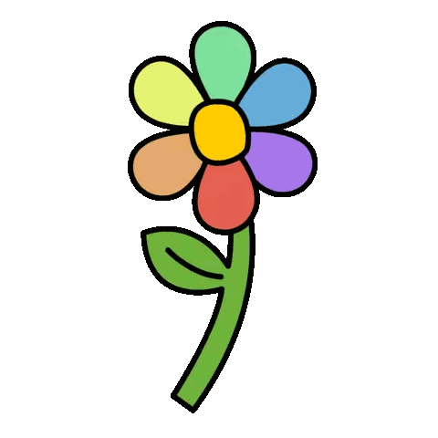 Rainbow Flower with Green Stem