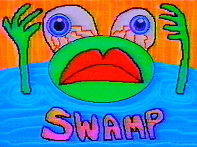 Rainbow Frog Stuck In Swamp GIF