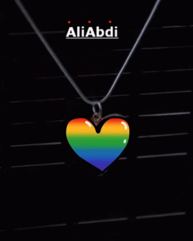 Rainbow Heart Necklace with Name Aliabdi