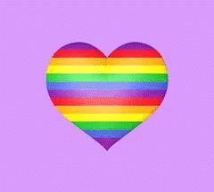 Rainbow Heart on Purple Background