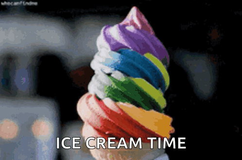 Rainbow Ice Cream Cone Ice Cream Time