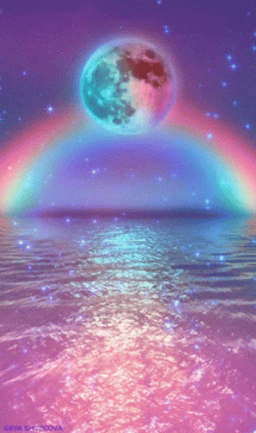 Rainbow In Galaxy Background GIF