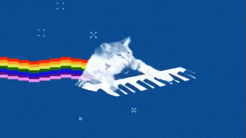 Rainbow Keyboard Cat Playing Music GIF