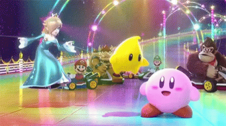 Rainbow Kirby And Star Dance GIF