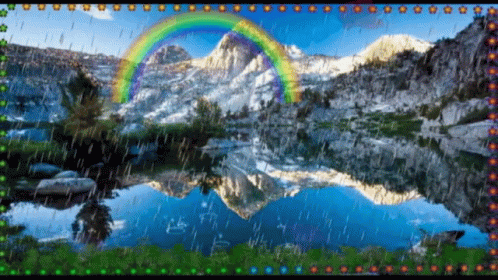 Rainbow Reflected in Lake