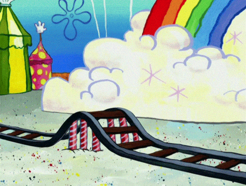 Rainbow Roller Coaster with Clouds