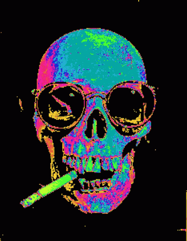 Rainbow Skull Smokin GIF