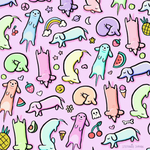 Rainbow Star Cute Colorful Dogs GIF