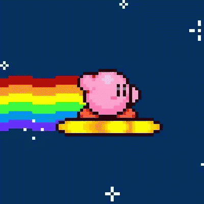 Rainbow Star Kirby Rides GIF