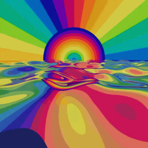 Rainbow Sunset Over Water GIF