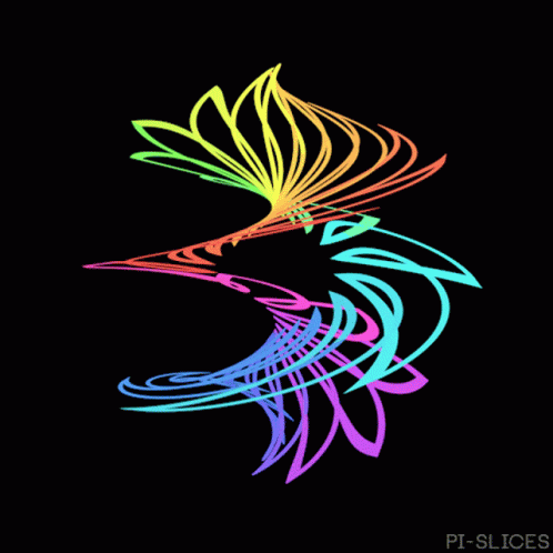 Rainbow Swirl on Black Background Pi-Slices